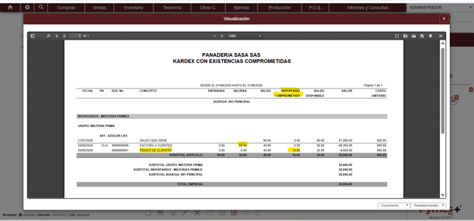 Inventario comprometido 15