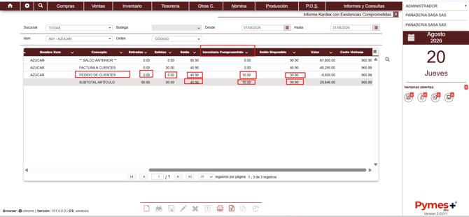 Inventario comprometido 22