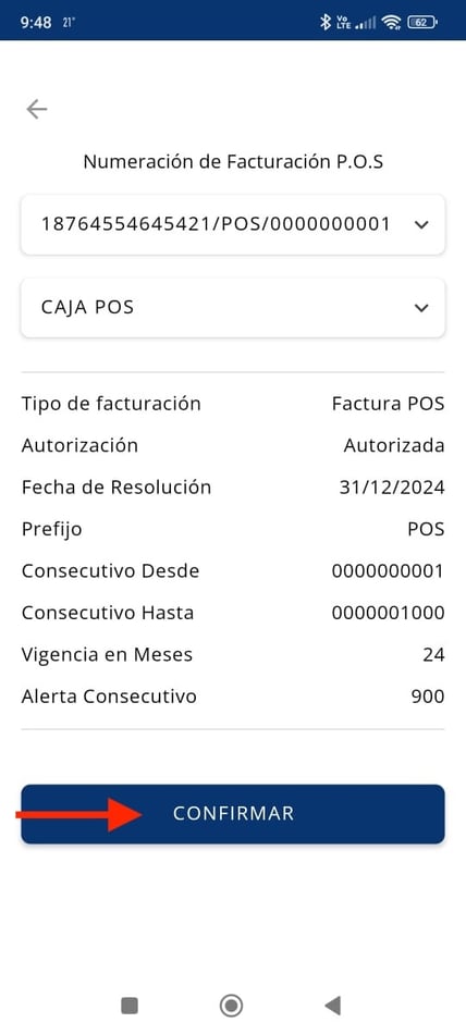 13. Seleccionar la numeración de Pos