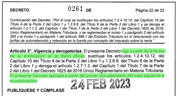 BASE DE CONOCIMIENTOS - NORMATIVA - DECRETO 261 PUBLICACION