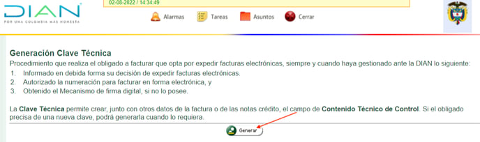 DIAN GENERAR CLAVE TECNICA