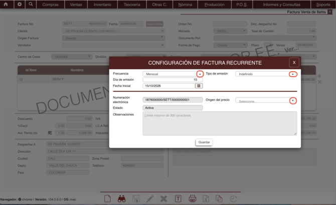 Ventana de configuración
