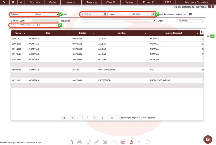 INFORME COMPRAS POR PROVEEDOR MES A MES