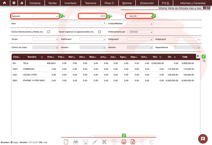 INFORME VENTAS ARTICULOS MES A MES