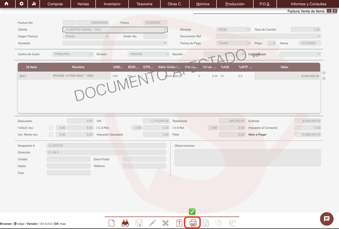 VENTAS IMPRESION FACTURA