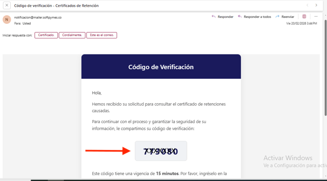 codigo de verificación