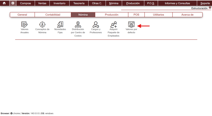 VALORES POR DEFECTO
