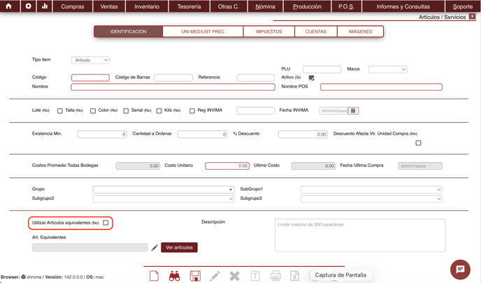 Utilizar articulos equivalentes