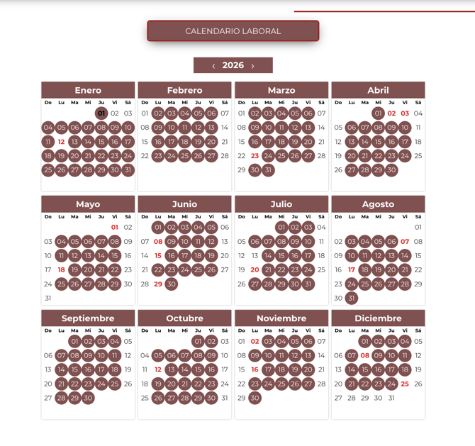 Dias marcados en calendario