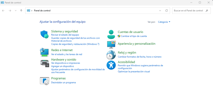 panel de control