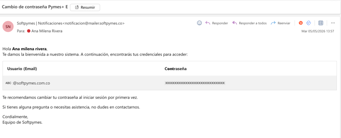 Correo de contraseña