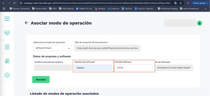 Habilitación F.E software propio