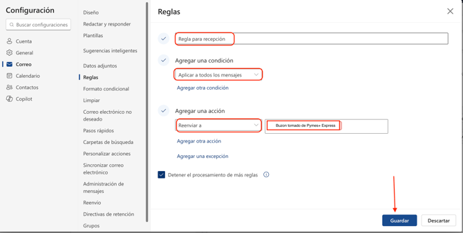 Configurar la regla