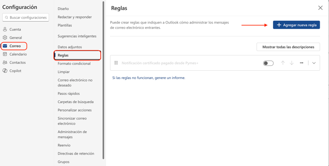 Ingresar a la regla