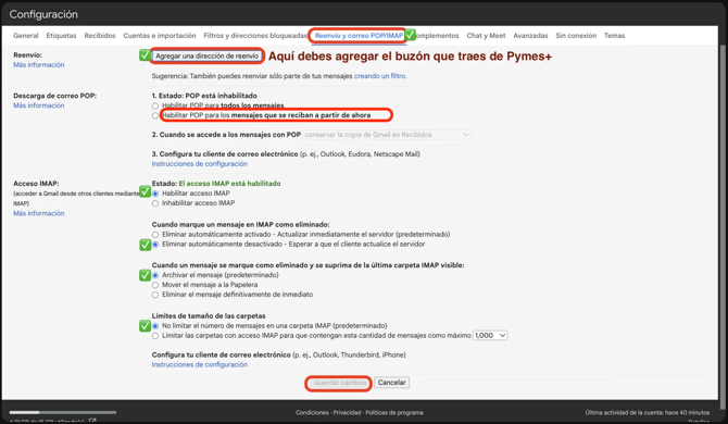 Marcaciones de correo para regla de recepción.copia