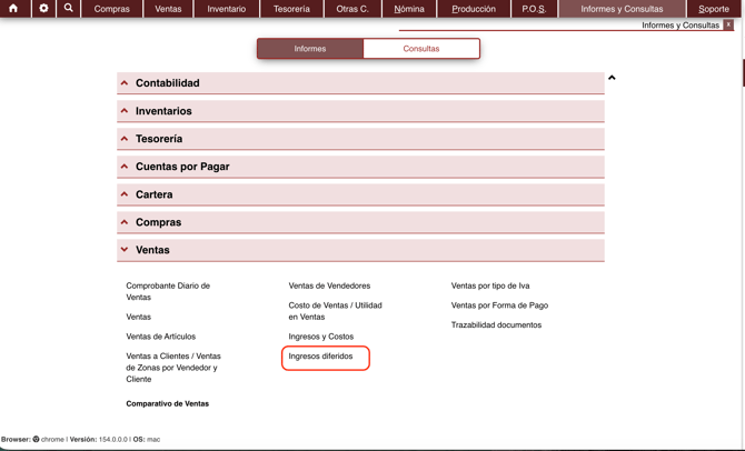 Informe venta diferidos