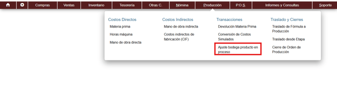 AJUSTE DE BODEGA PRODUCTO EN PROCESO 